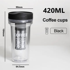 420ML Cold Brew Coffee Maker with Filter Coffee Cup with Leak-proof Lid Water Bottle for Tea Fruit Juice for Fridge Cold Drink