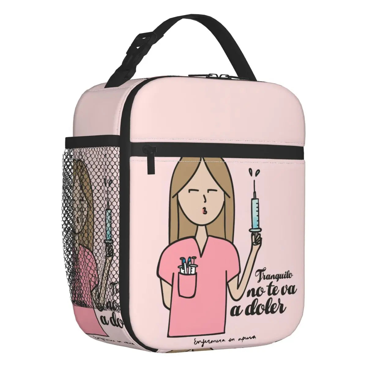 Cartoon Ladies Nurse Doctor Printed Portable Lunch Box for Women Leakproof Thermal Cooler Food Insulated Lunch Bag Picnic Tote