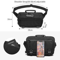 OZUKO Waist Bag Handbag Man  Casual Fanny Pack Male Waterproof Travel Waist Bags USB Charging Chest Bag for Cell Phone