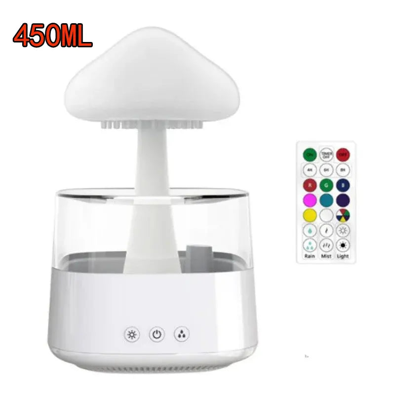 Cloud And Raindrop Humidifier Colorful Mushroom Rain Forest Aromatherapy Machine Household Rain Cloud Landscape LED Table Lamp