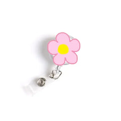 2021 New Design 1 Piece High Quality Acrylic Retractable Nurse Badge Reel Fashion Daisy Love Heart Name Tag ID Badge Holder Clip