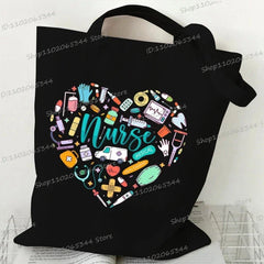 Medical Equipment Heart Shoulder Bag Women Men Nurse Letter Heartbeat Pattern Tote Bags Large-capacity Medical Symbols Handbag