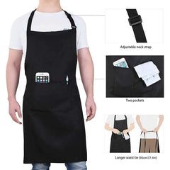 Large Size Waterproof Customized Print Embroidery Logo Signature Kitchen Home Chef Baking Clothes Pockets Adult Bib Waist Aprons