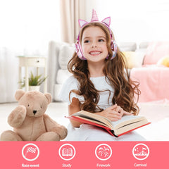 Kid's Unicorn Dinosaur Noise Reducing Headphones Children's Girls' Adolescent Foldable Adjustable Earmuffs Suitable for School