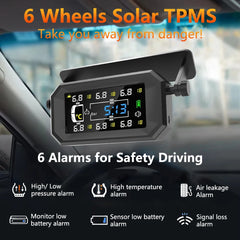 Car RV TPMS Solar USB Powered Tire Pressure Monitoring System Digital 8Bar/15Bar Tyre Monitor Auto Security Alarm 6 Wheels Teste