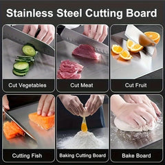 1pc High-Quality Titanium Alloy Chopping Board - Double-Sided Food-Grade Stainless Steel Chopping Board Suitable for Kitchen