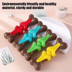 Dog Biting Toy Pet Teeth Grinding Stick Wooden TPR Material Bone Shape Cleaning Teeth Pet Training Supplies