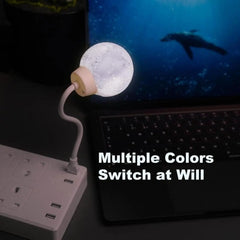 USB Plug in Light 3 Color Temperature Voice Control Flexible Gooseneck Automatic Sensor Portable Moon Night Light for Bedside