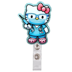 MINISO Lovely Kitty Cats Nurse Doctor Cartoon Hospital Medical Workers Clips Badge Reels Brooches Keychains Name Cards Holders