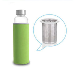 UPORS 550ML High Temperature Resistant Glass Sport Water Bottle with Tea Infuser + Protective Bag Water Bottle