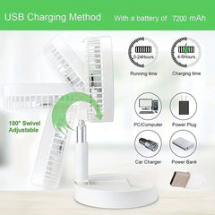 Retractable Fan USB Charging Folding Portable Mini Electric Fan Dormitory Outdoor Cooling Appliances Adjustable Home Fans