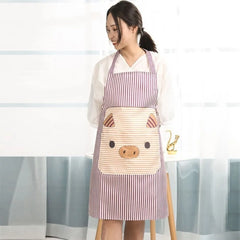 Fashion Cartoon Pig Apron Kitchen Supply Oil-proof Apron Hanging Neck Polyester Antifouling Sleeveless Apron