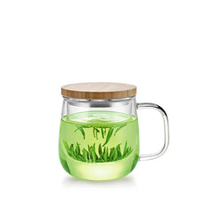 SAMADOYO Heat-resistant glass tea making cup, tea water separation belt, filtered flower tea cup, home office with cover belt