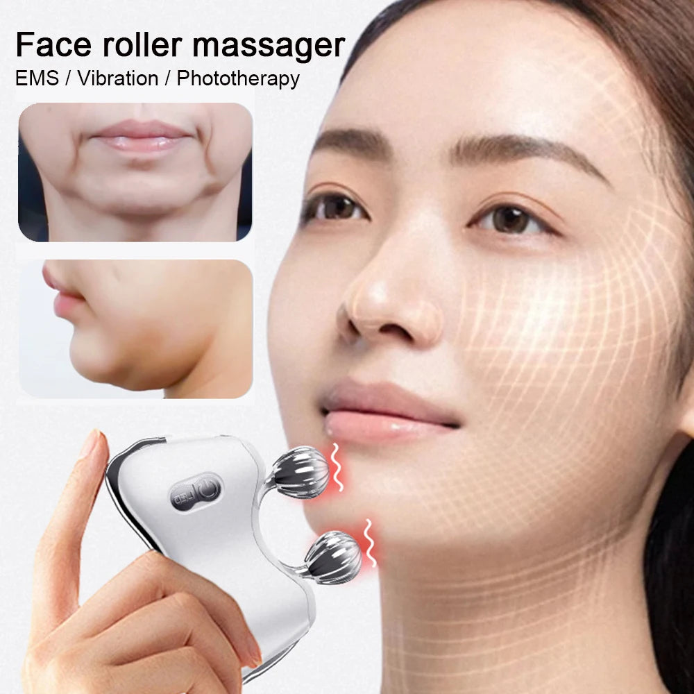 Face Rolling Massager EMS Face Slimming V Line Facial Lift Phototherapy Massager Wrinkle Remover Body Massager Skin Tightening