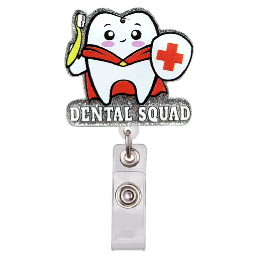 Lovely Cartoon Shiny PVC Medical Nurse Doctor Hospital Retractable Badge Reel Exhibition Name Card Holder Keychains Brooches