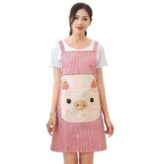 Fashion Cartoon Pig Apron Kitchen Supply Oil-proof Apron Hanging Neck Polyester Antifouling Sleeveless Apron