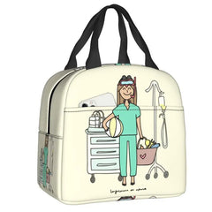 Enfermera En Apuros Doctor Nurse Lunch Bag Women Portable Cooler Thermal Insulated Lunch Box Picnic Storage Food Bento Box