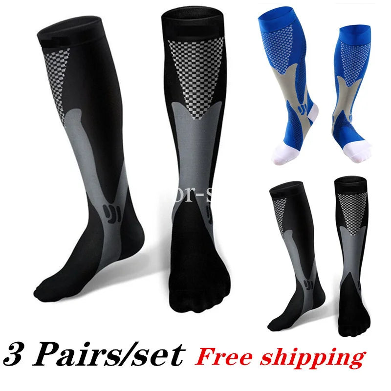 2/3/4 Pairs Compression Socks Knee High Sports Socks Medical Nursing Stockings Varicose Veins Socks Outdoor Cycling Socks