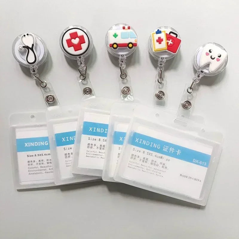 1Pcs Retractable Pull Badge Nurse Cute Badge Reel Clip Badge Holder Doctor ID Card Chain Clips School Student Office