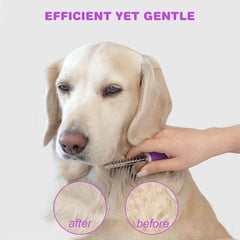 Pet Dematting Fur Rake Comb Brush Tool Dog and Cat Comb with Long Safety Blades for Detangling Matted or Knotted Undercoat Hair