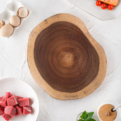 Exquisite Acacia Wood Round Cutting Board - Reversible, Non-Splicing, Charcuterie Cheese Board, Dessert Plate, Steak Tray