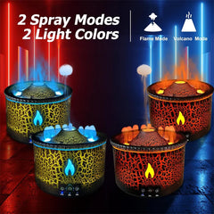 Volcano Essential Oil Diffuser 300ml Humidifier with Flame & Volcano Mist Mode 2 Colors  Timer  Auto Shut-Off Remote Control