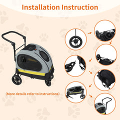 2 in 1 Dog Stroller for Car Seat Travel Carrier Convertible Portable Pet Booter for Small Dog Breeds and Cats