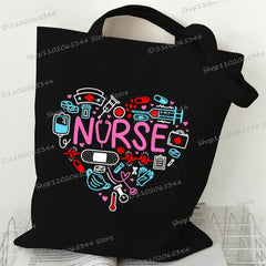 Medical Equipment Heart Shoulder Bag Women Men Nurse Letter Heartbeat Pattern Tote Bags Large-capacity Medical Symbols Handbag