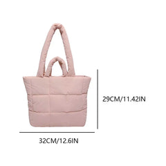 Women Puffer Tote Bag Fashion Shoulder Bag Large Capacity Soft Cloud Tote Bag Quilted Tote Purse Stylish Commuting Bag