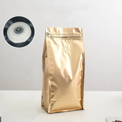 50pcs Eight-side Self-standing Coffee Bags Snack Dried Fruit Aluminum Foil Zipper Bag Coffee Bean Food Packing One-way Valve Bag