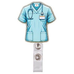 Lovely Cartoon Shiny PVC Medical Nurse Doctor Hospital Retractable Badge Reel Exhibition Name Card Holder Keychains Brooches