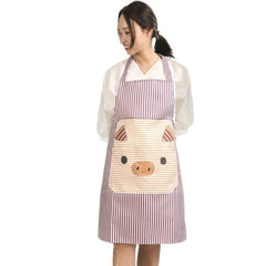 Fashion Cartoon Pig Apron Kitchen Supply Oil-proof Apron Hanging Neck Polyester Antifouling Sleeveless Apron