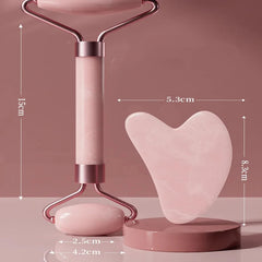 Facial Body Massager Roller Jade Stone Massage Set Natural Rose Quartz Jade Roller Gua Sha Set Face Lifting Beauty Massage Tools