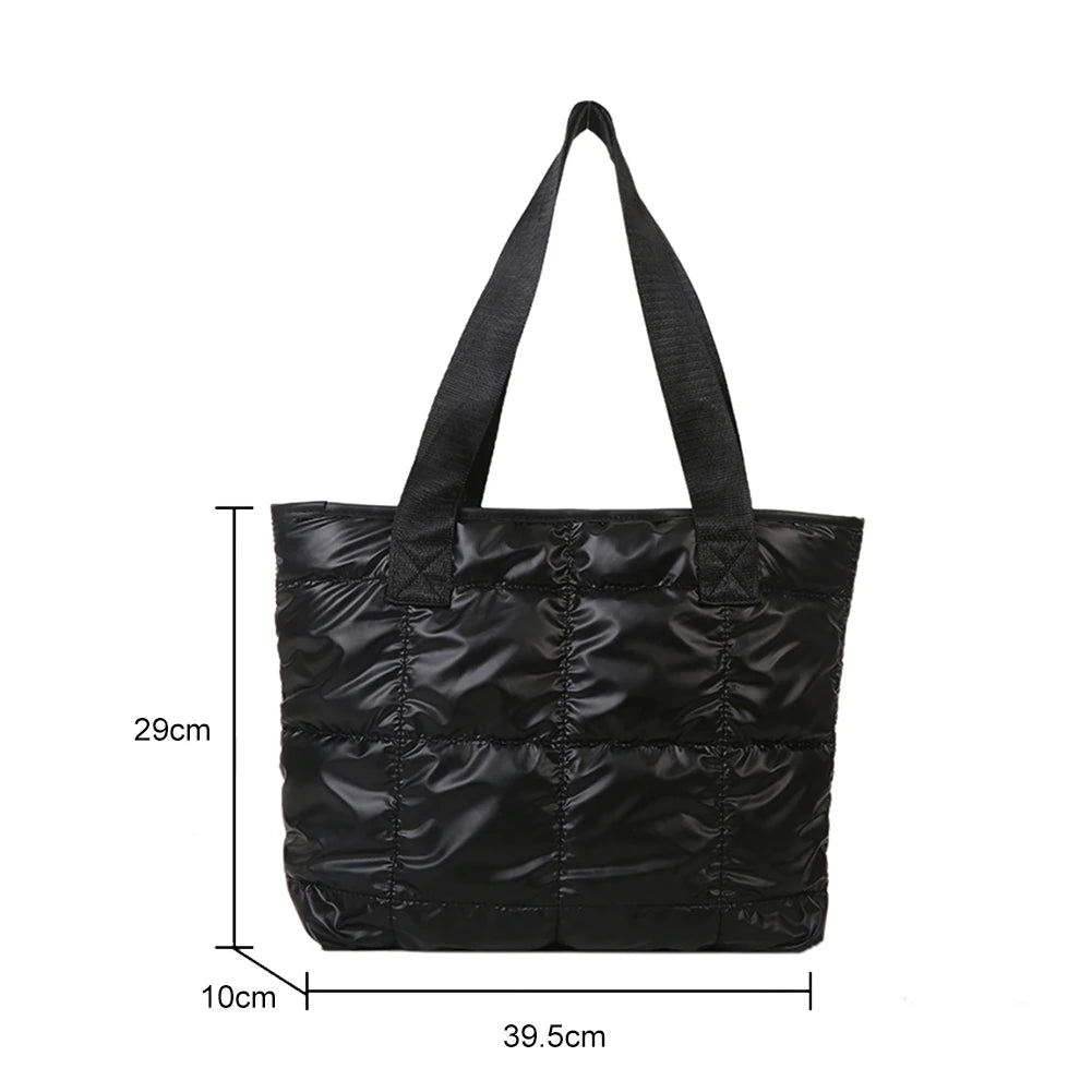 Fashion Ladies Tote Handbags Large Capacity Cotton Padded Shopper Bag Portable Shoulder Quilted Solid for Office Work Travel