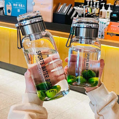 Large Capacity Glass Water Bottle Transparent Milk Juice Cup with Stainless Tea Infuser Outdoor Portable Leakproof Glass Bottle