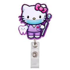 MINISO Lovely Kitty Cats Nurse Doctor Cartoon Hospital Medical Workers Clips Badge Reels Brooches Keychains Name Cards Holders