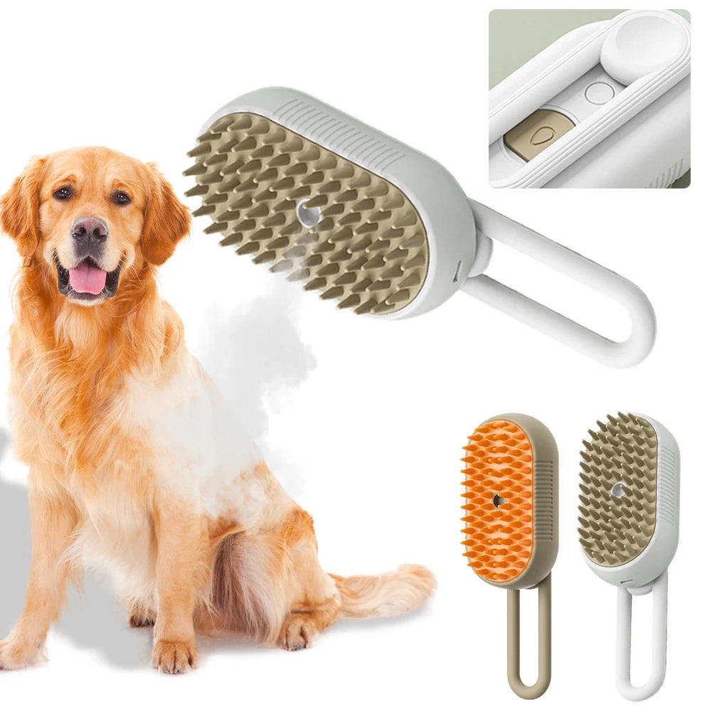 3 in1 Pet Combs Rechargeable Steam Cat Grooming Brush Steamy To Remove Loose Hair Electric Self Cleaning Spray Dog Brush Massage