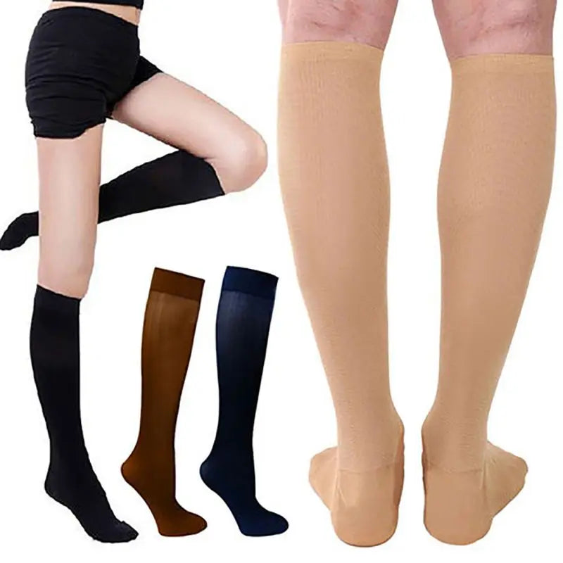 Unisex Socks Compression Stockings Pressure Varicose Vein Stocking Knee High Leg Support Stretch Pressure Circulation Cool Socks