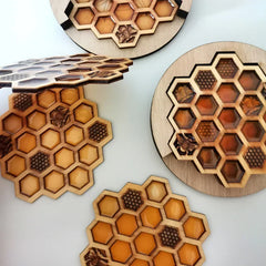 Wooden Crafts Bee Coaster Honeycomb Pad  Living Room Decoration Christmas Insulation Pad Bowl Mat Resin Coaster