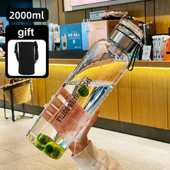 Large Capacity Glass Water Bottle Transparent Milk Juice Cup with Stainless Tea Infuser Outdoor Portable Leakproof Glass Bottle