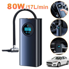 Car Tyre Inflator Rechargeable Quick Inflating Portable Air Pump High Precision LCD Display 1500mAh for Car Motorcycle Bike Ball