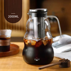 Cold Brew Iced Coffee Maker Airtight  Tea Infuser 1000ml 2L Glass Carafe with Removable Stainless Steel Filter Iced Tea Maker