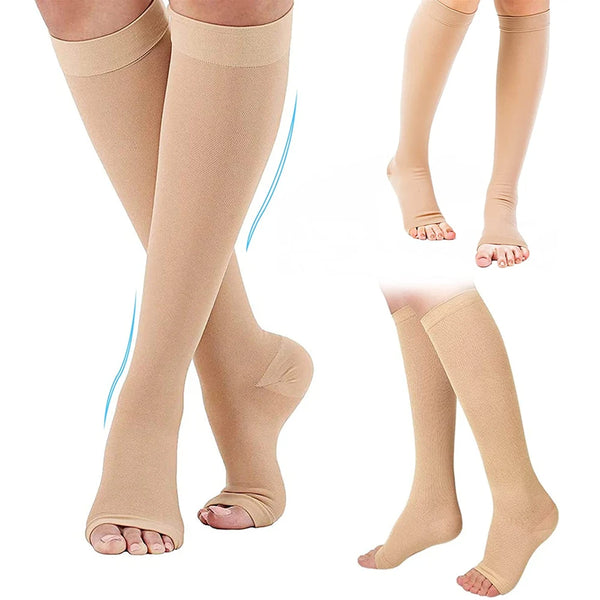 Compression Socks S-XXL Medical Prevent Varicose Veins Toeless Support Hose for Women Men 1 Pairs