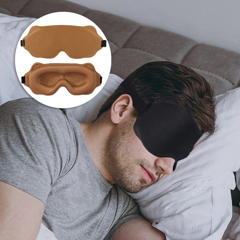 New 3D Light Blocking Sleep Eye Mask Male Breathable Solid Color Non Pressing Blindfold Students Napping Sleep Eyeshade