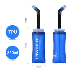 UTOBEST 250ml 350ml 500ml Soft Flask Folding Collapsible TPU Water Bottle for Outdoor Running Hiking Cycling