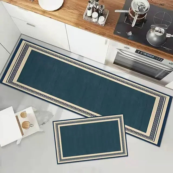 Anti-slip Kitchen Floor Mat Blue Lattice Rug Bath Long Strip Absorption Doormat Entrance Balcony Living Room Household Carpet