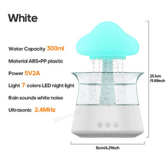 Rain Cloud Electric Air Humidifier 300ml Aroma Diffuser Zen Rain Water Drops Colorful Night Light Humidifier for Home Gift