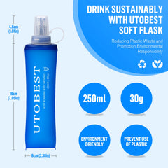 UTOBEST 250ml 350ml 500ml Soft Flask Folding Collapsible TPU Water Bottle for Outdoor Running Hiking Cycling