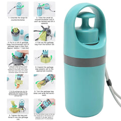 Lightweight Portable Dog Poop Scooper with Bag Dispenser - No Contact Pet Waste Cleaner for outdoor Walks