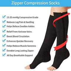 Medical Zipper Compression Sock Women Men High Elasticity Nylon Closed Toe Pressure Stocking for Edema Varicose Veins